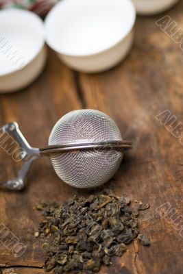 green chinese tea set