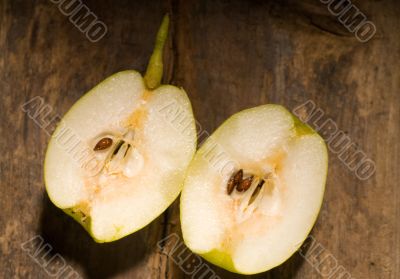 fresh pears  cutted  in half