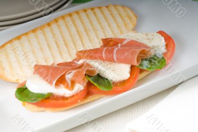 panini caprese and parma ham