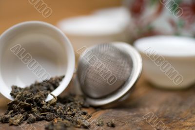 green chinese tea set