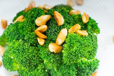fresh sauteed broccoli and almonds