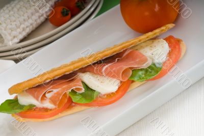 panini caprese and parma ham