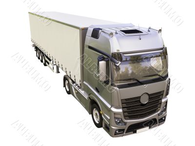 Semi-trailer truck isolated
