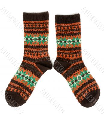 pair of wool socks with a pattern