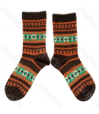 pair of wool socks with a pattern pair of wool socks with a pattern