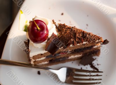chocolate cake with cherries