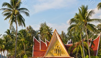 Thai house with palm trees Thai house with palm trees
