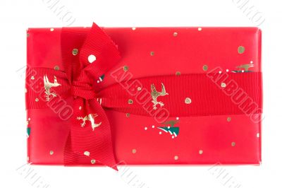 Red gift box with ribbon and bow