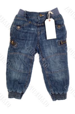 Children`s fashion jeans with label