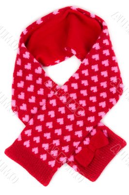 red scarf with a pattern of heart red scarf with a pattern of heart