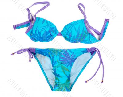 Blue colorful bikini with flower print