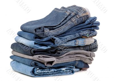 stack of blue jeans shade