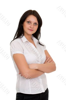 beautiful woman in white blouse