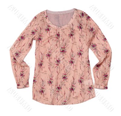 pink blouse with a floral pattern