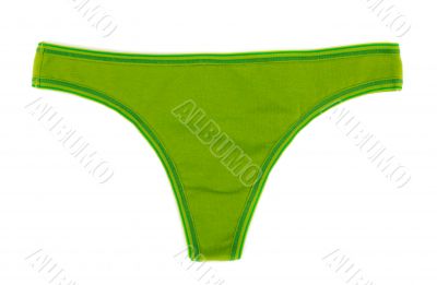 green underwear. Womans panties, isolated on white