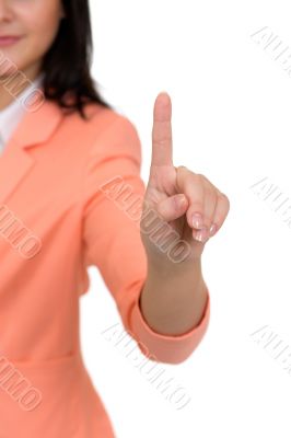 girl shows the index finger