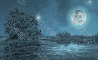 Night Moon Landscape