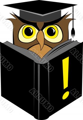 Wise owl reading book