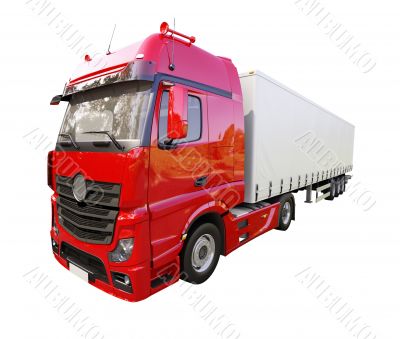 Semi-trailer truck isolated