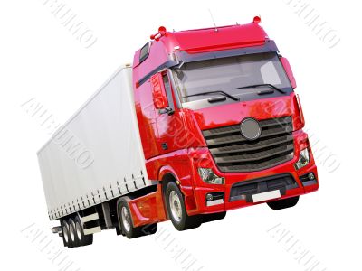 Semi-trailer truck isolated