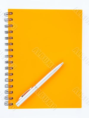 notebook and pen on white background 