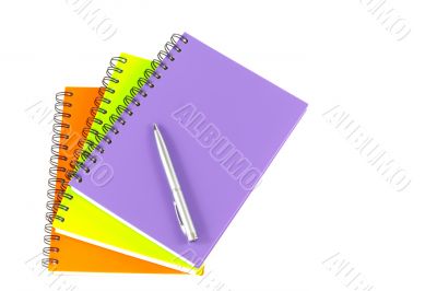 notebook and pen on white background 