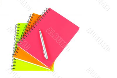 notebook and pen on white background 