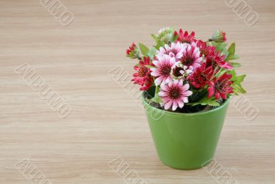 Decorative flower on wooden desk