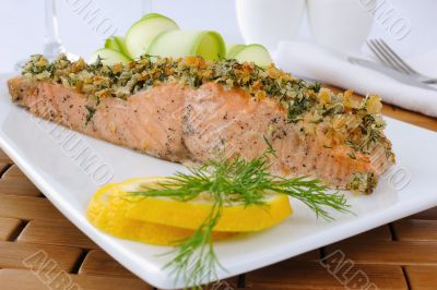 Baked salmon with a spicy crust