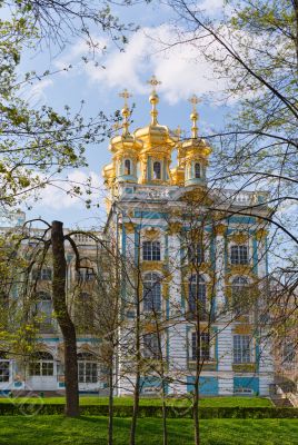 Dome of Russian Orthodox church of Catherine Palace