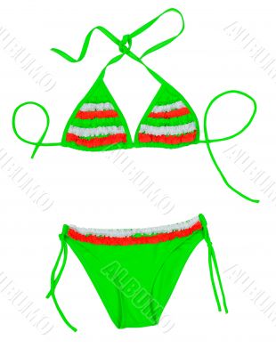 Green with red insert fashionable swimsuit