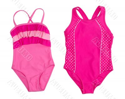 Two pink baby swimsuit