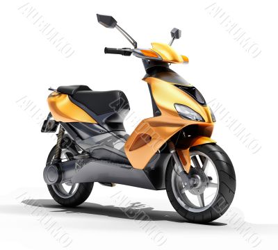 Trendy orange scooter close up