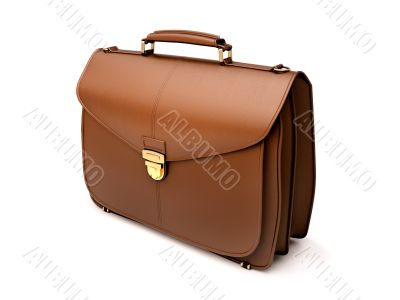 Brown business briefcase isolated