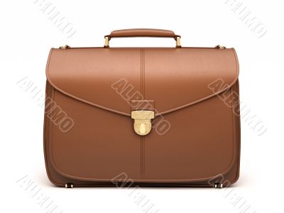 Brown business briefcase isolated