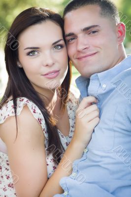 Mixed Race Romantic Couple Portrait in the Park Mixed Race Romantic Couple Portrait in the Park