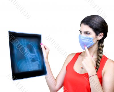 Student looking at an x ray image Student looking at an x ray image