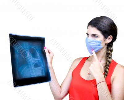 Student looking at an x ray image