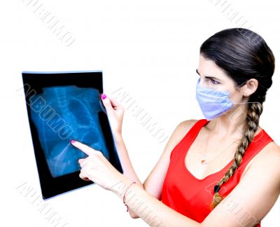 Student looking at an x ray image