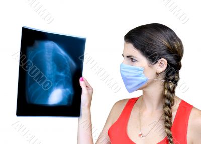 Student looking at an x ray image Student looking at an x ray image