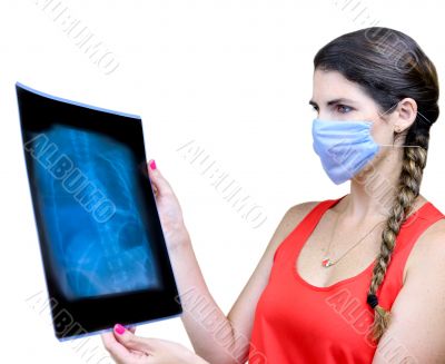 Student looking at an x ray image