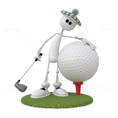 3d little man golfist.