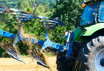 Tractor working on the field