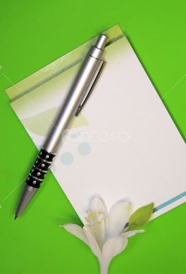 Notebook With Pen And Flower