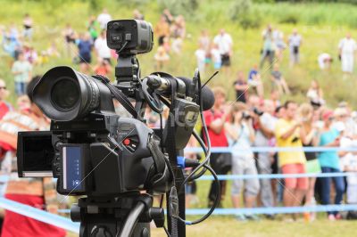 Video camera on the blurred background Video camera on the blurred background