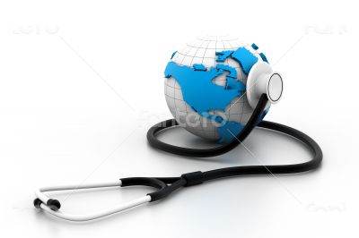 Globe with stethoscope - Global healthcare	