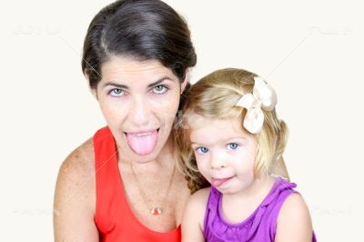 Mother And Daughter Making Silly Faces