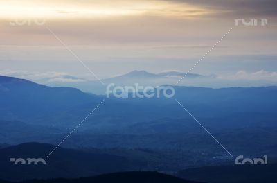 Autumn evening mountain plateau landscape (Carpathian, Ukraine) 