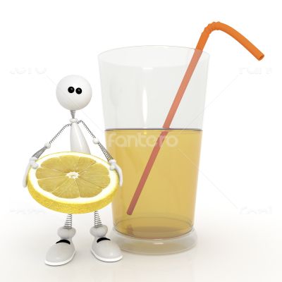 The 3D little man with a cocktail.