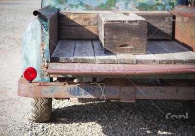 Old Rusty Antique Truck Abstract in a Rustic Outdoor Setting
